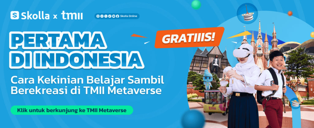 TMII Metaverse adalah hasil kolaborasi Skolla dan Taman Mini Indonesia Indah. Pertama di Indonesia, TMII Metaverse bisa diakses secara publik di aplikasi Skolla.