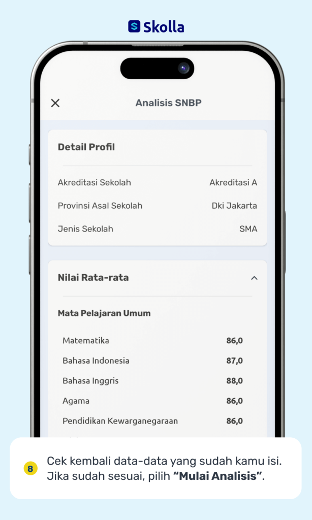 Rasionalisasi jurusan di fitur Analisis SNBP Skolla