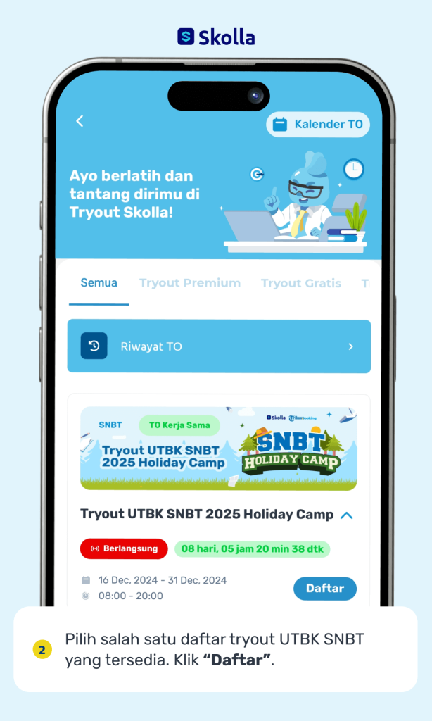 Tryout Online UTBK SNBT di aplikasi Skolla