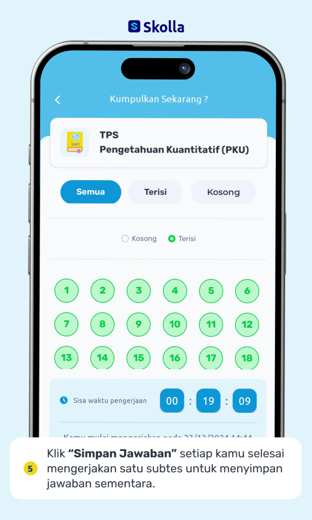 Tryout Online UTBK SNBT di aplikasi Skolla